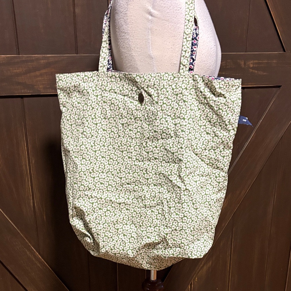 GAP Light Green Floral and Navy and Plum Tote Bag